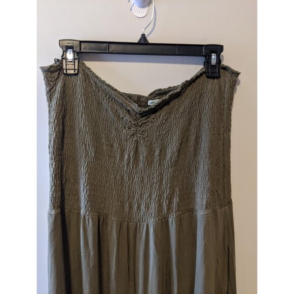 Aerie Green Smocked Strapless Jumpsuit Wide Leg One Piece Flowy Stretch Comfy XL - Picture 3 of 8